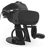 AFAITH VR Headset Display Stand, 3D Glass Display Stand with Game Controller Holder for Oculus Rift Headset (Black)
