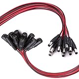 WILDHD DC Power Pigtails Cable 10Pack Female&10Pack Male Connectors for CCTV Security Camera and Lighting Power Adapter