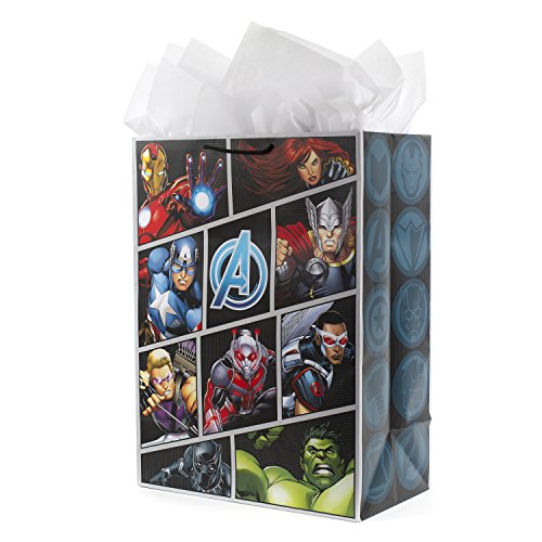Hallmark Avengers with Tissue Paper Gift Bag, Oversized, XL Superhero Logo
