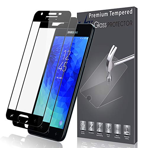 [2 Pack] LK Samsung Galaxy J3 2018 Screen Protector, [Full Cover] Tempered Glass Lifetime Replacement Warranty [NOT fit Samsung Galaxy J3 2017]