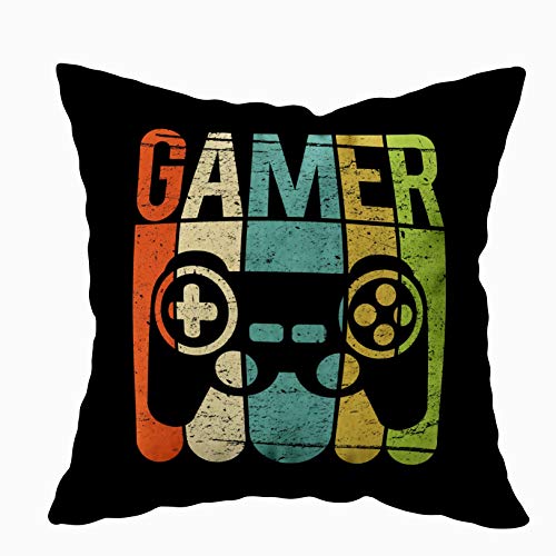TOMKEY Hidden Zippered Pillowcase Gamer Game Controller 18X18Inch,Decorative Throw Custom Cotton Pillow Case Cushion Cover for Home Sofas,bedrooms,Offices,and More,Black Green