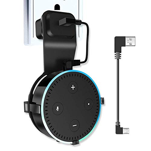 EldHus Echo Dot Wall Mount, Alexa Accessories Smart Home Outlet Wall Mount Stand for Amazon Echo 2nd Generation Speaker Holder with Charging Cord Cable (Echo)