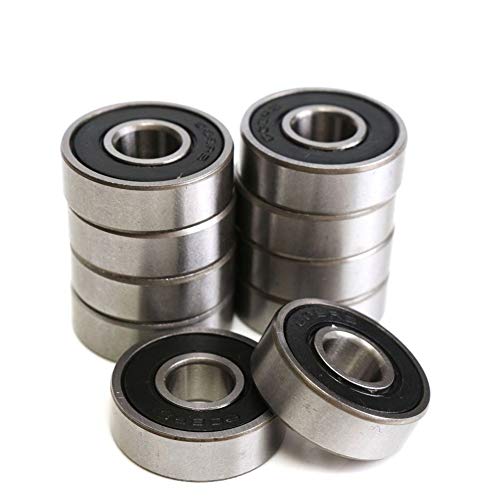 Book Cover 608RS 8 x 22 x 7 mm Deep Groove Ball Bearing, 10 Pcs 608 2RS, Double Black Rubber Sealed Ball Bearings, Fit for Skateboard Bearings, 3D Printer RepRap Wheel, Roller Skates, Inline Skates (Pack of 10)