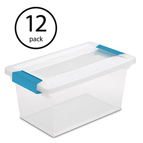 STERILITE Medium Clip Box Clear Storage Tote Container with Lid (12 Pack)