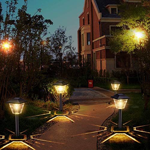 Sunwind Solar Powered Garden Lights - 6 Pack Square Waterproof Outdoor Path Lights Solar Powered for Path Patio Lawn Backyard Landscaping Lighting