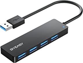 Book Cover BYEASY USB Hub, 4 Port USB 3.0 Hub, Ultra Slim Portable Data Hub Applicable for iMac Pro, MacBook Air, Mac Mini/Pro, Surface Pro, Notebook PC, Laptop, USB Flash Drives, and Mobile HDD (Leather Black)