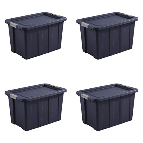 Sterilite 15278N04 Latching Tote, 30 Gallon, Dark Indigo Lid and Base with Titanium