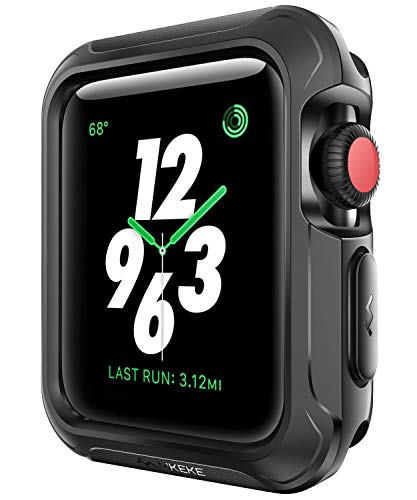Book Cover V85 Compatible Apple Watch Case 38mm, Shock-proof and Shatter-resistant Protector Bumper iwatch Case Compatible Apple Watch Series 3, Series 2, Series 1, Nike+,Sport, Edition Black