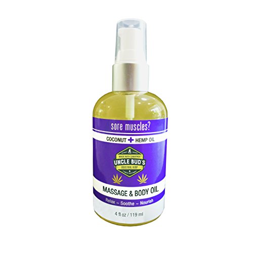 Book Cover Uncle Buds Massage Oil - Coconut Hemp - for Relaxing Massage,Body oil,Moisturizing Skin and Sore Muscle Relief