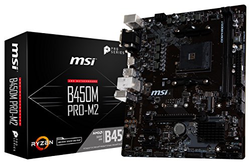 MSI ProSeries AMD Ryzen 1st and 2nd Gen AM4 M.2 USB 3 DDR4 D-SUB DVI HDMI Micro-ATX Motherboard (B450M PRO-M2)