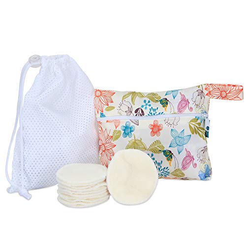Teamoy Washable Makeup Remover Pads(Pack of 12), Reusable Toner Cotton Pads Makeup Remover Bamboo Facial Cleansing Round with Laundry Bag