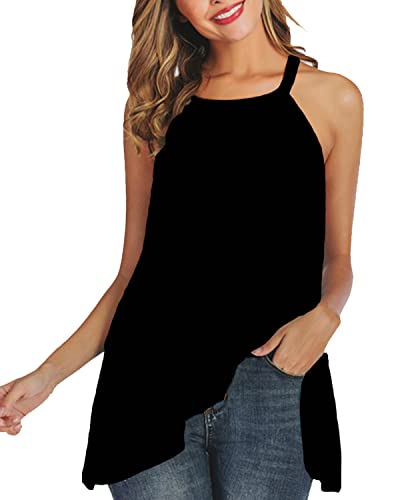 DDSOL Women Summer Casual Sleeveless Halter Tank Tops Floral Cami Tunic Shirt