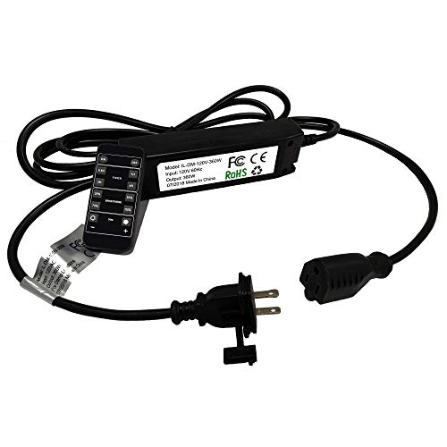 Bulbstring 360W Light Dimmer Plug in - AC Weatherproof Cord Dimmer Switch for Outdoor LED Light, 50ft Range Remote Control Timer Controller, Plug-in 3 Prong Outlet with 9.8ft Extension Cord