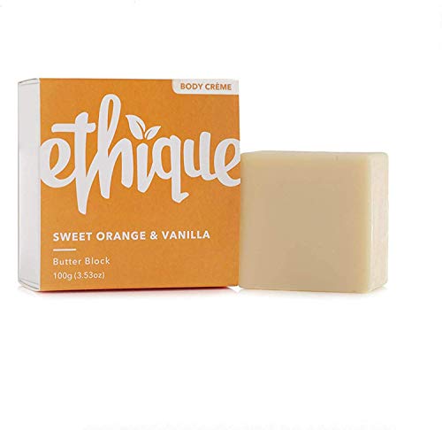 Ethique Eco-Friendly Solid Butter Block, Sweet Orange & Vanilla - Hydrating Solid Body Lotion, Sustainable Natural Lotion Bar, Plastic Free, Vegan, Plant Based, 100% Compostable and Zero Waste, 3.53oz