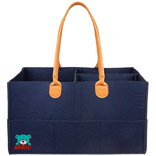 Baby Diaper Bag Caddy Organizer for Nursery by Abago – Larger Size – Great for Portable Storage - Includes Free Gift (Deep Blue)