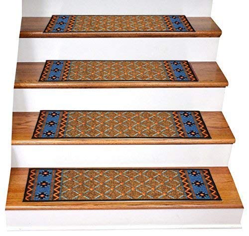 Stair Treads Carpet Non-Slip – Stair Runners for Wooden Steps Non Slip – Rubber Back Stair Rugs – Carpet for Stairs - Stairway Carpet Rug –Set of 7 Checkered Beige (1986-BGE)