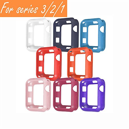 V1take Compatible with Apple Watch Case 38mm 42mm, [8 Pack] Slim Lightweight Shock-Proof Iwatch Protector Case Compatible with Apple Watch Series 3 Series 2 Series 1, Sport, Edition (Bright,38mm)