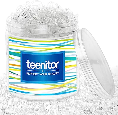 Clear Elastic Hair Bands, Teenitor 2000pcs Mini Hair Rubber Bands with a Box, Soft Hair Elastics Ties Bands 2mm in Width and 30mm in Length A-Clear