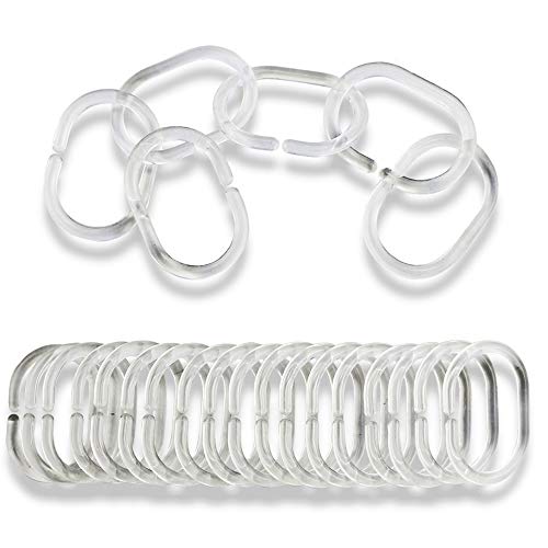 Weoxpr 48 Pack Clear Plastic Shower Curtain Rings Hooks for Bathroom Shower Window Rod