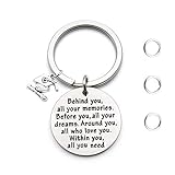 FEELMEM Graduation Gifts Behind You All Memories Graduation Keychain Graduates Gifts Congrats Grad Gifts(silver)