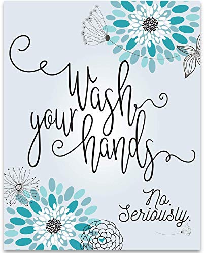 Book Cover Wash Your Hands - 11x14 Unframed Typography Art Prints - Great Funny Bathroom Decor, Also Makes a Great Gift Under $15