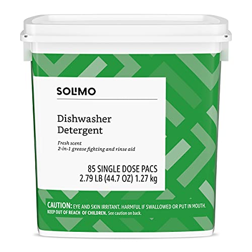 Book Cover Amazon Brand - Solimo Dishwasher Detergent Pacs, Fresh Scent, 85 Count
