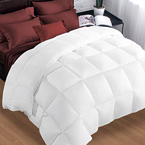 Book Cover Queen Comforter Soft Warm Goose Down Alternative Duvet Insert 2100 Quilt with Corner Tab for All Season, Prima Microfiber Filled Reversible Hotel Collection,White,88 X 88 inch