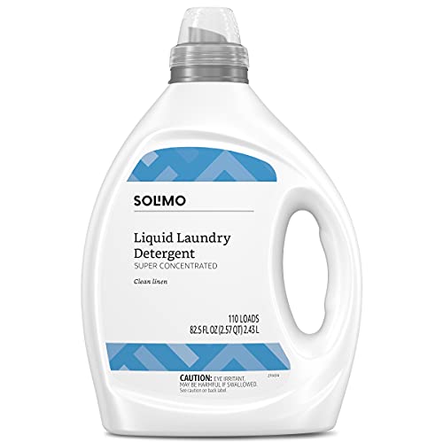 Amazon Brand - Solimo Concentrated Liquid Laundry Detergent, Clean Linen, 128 Loads, 96 Fl Oz