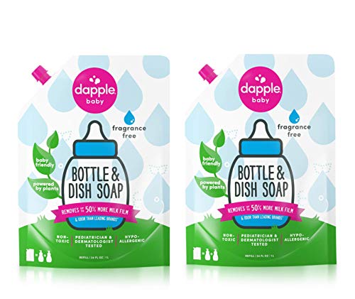Book Cover Dapple Baby, Bottle and Dish Liquid Refill Dish Soap Plant Based Hypoallergenic, Fragrance Free, (Pack of 2) 68.0 Fl Oz