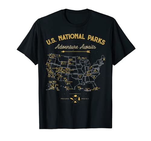 Book Cover National Parks T shirt Map Camping tshirt Women Men Hiking T-Shirt