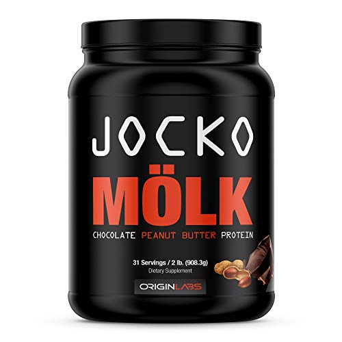 Book Cover Jocko Mölk by Origin Labs - Whey Protein Powder - Whey Isolate Protein Powder - Amino Acids and Probiotics - Chocolate Peanut Butter Protein Powder - 31 Servings - 2 Pounds
