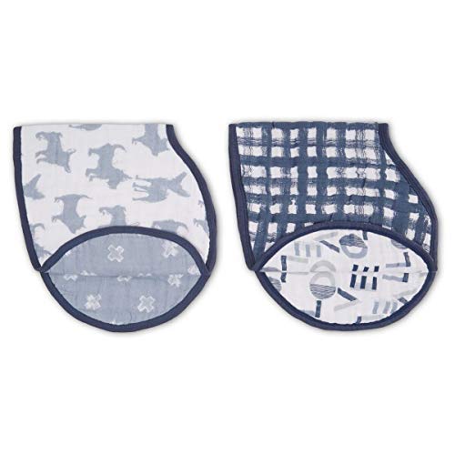 aden + anais Classic Burpy Bib; 100% Cotton Muslin; Soft Absorbent 4 Layers; Multi-Use Burp Cloth and Bib; 22.5'' X 11''; Waverly; 2 - Pack