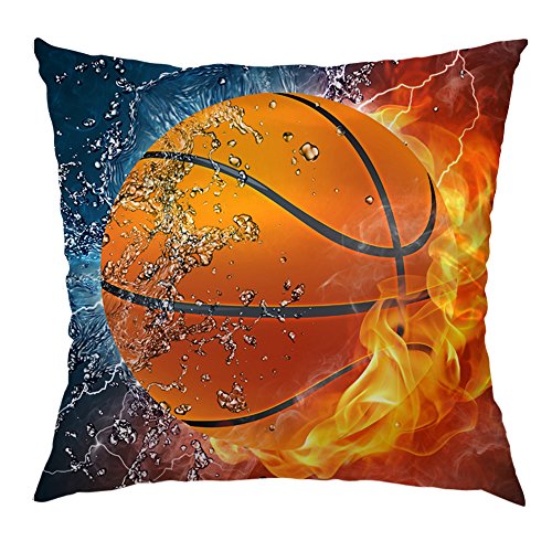 Book Cover Moslion Basketball Pillow Decorative Throw Pillow Cover Flame Basketball Sweat Satin Square Cushion Cover Pillow Cases for Men Women Boys Girls Home Sofa Bedroom Livingroom 18