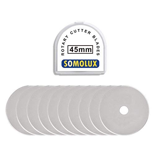 SOMOLUX 45mm Rotary Cutter and Trimmer Refill Blades for Fiskars Replace Blades for Quilting Scrapbooking Sewing Sharp and Durable 10pcs