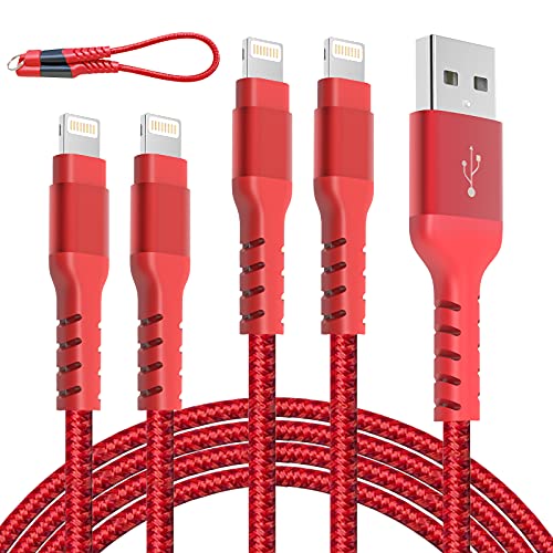 Book Cover AHGEIIY Lightning Cable,Certified Charger Cable for iPhone,4Pack [3.3FT 6.6FT] Nylon Braided USB Lightning Cable for iPhone X,8 Plus,8,7 Plus,7,6 Plus,6,6S Plus,6s,5,iPad and More(red)