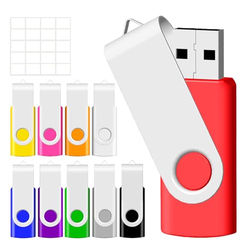 4GB USB Flash Drive 10 Pack Memory Stick JBOS Swivel Thumb Drives Gig Stick USB2.0 Pen Drive for Fold Digital Date Storage, Zip Drive, Jump Drive, Flash Stick, Disk Key, USB Stick, Mixed Colors