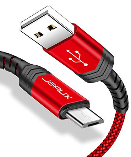 Micro USB Cable Android, JSAUX 3-Pack(1ft+3.3ft+6.6ft) Micro USB to USB A High Speed Sync Charger Nylon Braided Cord for Samsung galaxy S6 S7 Edge Note 5,Kindle,LG,Xbox,PS4,Camera and More(Red)