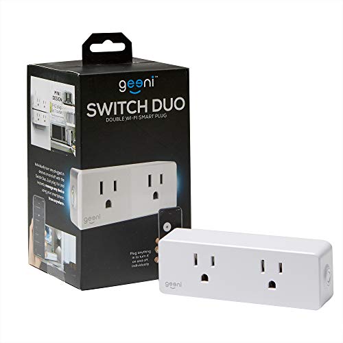 Geeni Switch Duo Double Wi-Fi Smart Plug, No Hub Required, Works with Alexa,Google Assistant and Microsoft Cortana, White