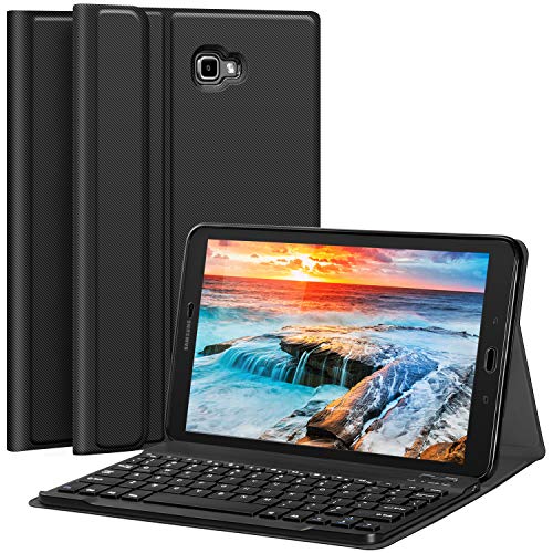 CHESONA Galaxy Tab A 10.1 Keyboard Case Compatible Samsung Galaxy Tab A 10.1 inch SM-T580/T585 Ultra Slim PU Leather Stand Flip Detachable Wireless Keyboard Cover (No S Pen) Andriod Tablet-Black