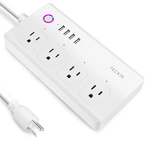 Book Cover Smart Power Strip WiFi Power Bar 5ft  Extension Cord Compatible with Alexa,Google Home and IFTTT, TECKIN Surge Protector with 4 USB Charging Ports and Smart AC Plugs for Multi Outlets