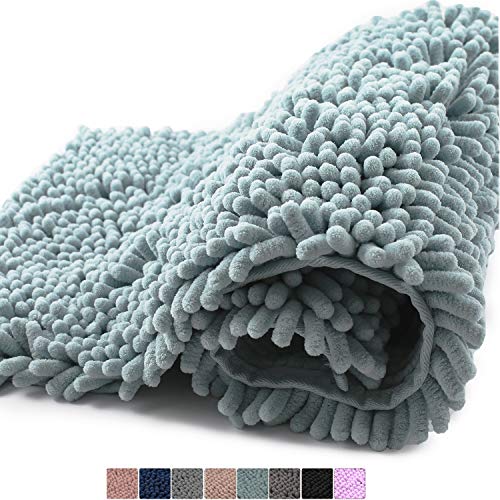 Book Cover Freshmint Chenille Bath Rugs Extra Soft Fluffy and Absorbent Microfiber Shag Rug, Non-Slip Runner Carpet for Tub Bathroom Shower Mat, Machine-Washable Durable Thick Area Rugs (16.5