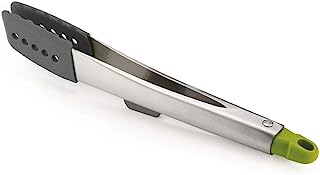 Joseph Joseph Elevate Stainless Steel Tongs with Silicone Tips, One-Size, Gray/Green