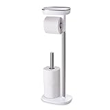 Joseph Joseph EasyStore Butler Toilet Paper Holder Stand and Spare Roll Storage with Shelf and Drawer, Stainless Steel