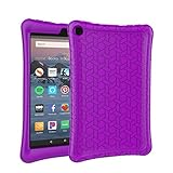 AVAWO Silicone Case for Amazon Fire HD 8 Tablet with Alexa (7th/8th Generation, 2017/2018 Release) - Anti Slip Shockproof Light Weight Protective Cover [Kids Friendly], Purple