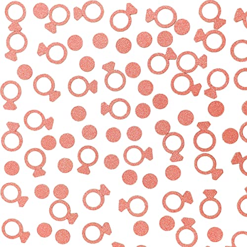 Rose Gold Diamond Ring Table Confetti Decor Wedding Engagement Bridal Shower Bachelorette Valentines Party Confetti Ring Circles Dots Table Scatter Confetti Decorations, 400pc