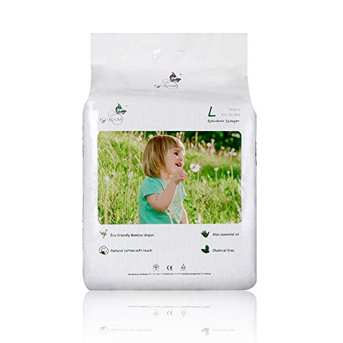 ECO BOOM Baby Bamboo Biodegradable Disposable Diapers Infant Eco Friendly Nappies Natural Soft Hypoallergenic Diapers for Baby 70 Count-Pack Size 4 Diapers (20-31lb)