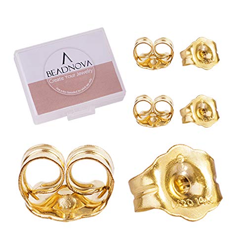 Book Cover BEADNOVA 14k Yellow Gold Earring Backs Butterfly Gold Earrings Backs Replacements for Post Earrings Studs Earrings Back Push Backing Replacements Ear Locking (6 Pieces)