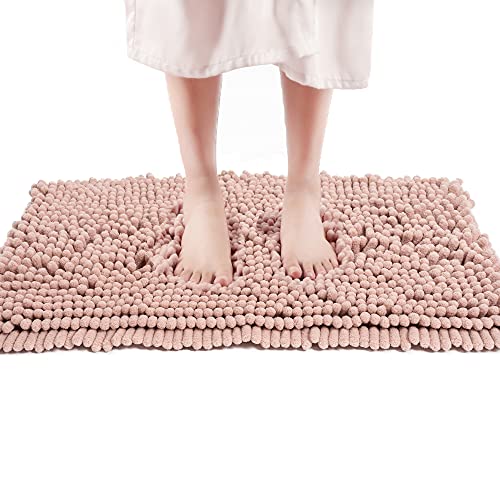Book Cover FRESHMINT Chenille Bath Rugs Extra Soft and Absorbent Microfiber Shag Rug, Non-Slip Runner Carpet for Tub Bathroom Shower Mat, Machine-Washable Durable Thick Area Rugs (24