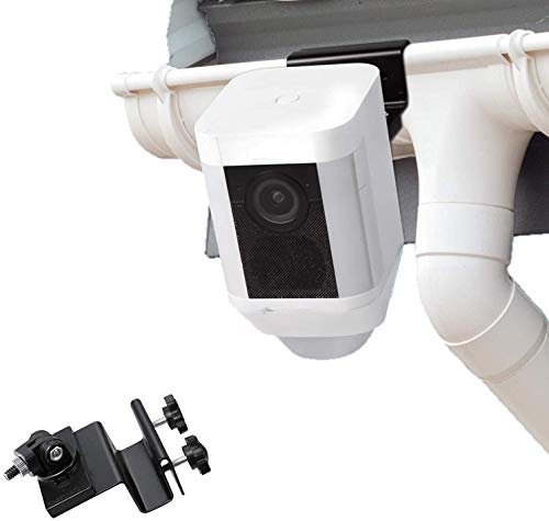 Wasserstein Weatherproof Gutter Mount Compatible with Ring Spotlight Cam Battery & Ring Stick Up Cam with Universal Screw Adapter - Best Viewing Angle for The Surveillance Cam (1 Pack, Black)
