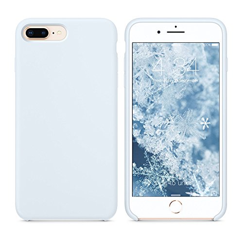 Book Cover SURPHY Silicone Case Compatible with iPhone 8 Plus Case iPhone 7 Plus Case, Soft Liquid Silicone Rubber Slim Phone Case Cover with Microfiber Lining for iPhone 7 Plus iPhone 8 Plus 5.5 inch (Sky Blue)